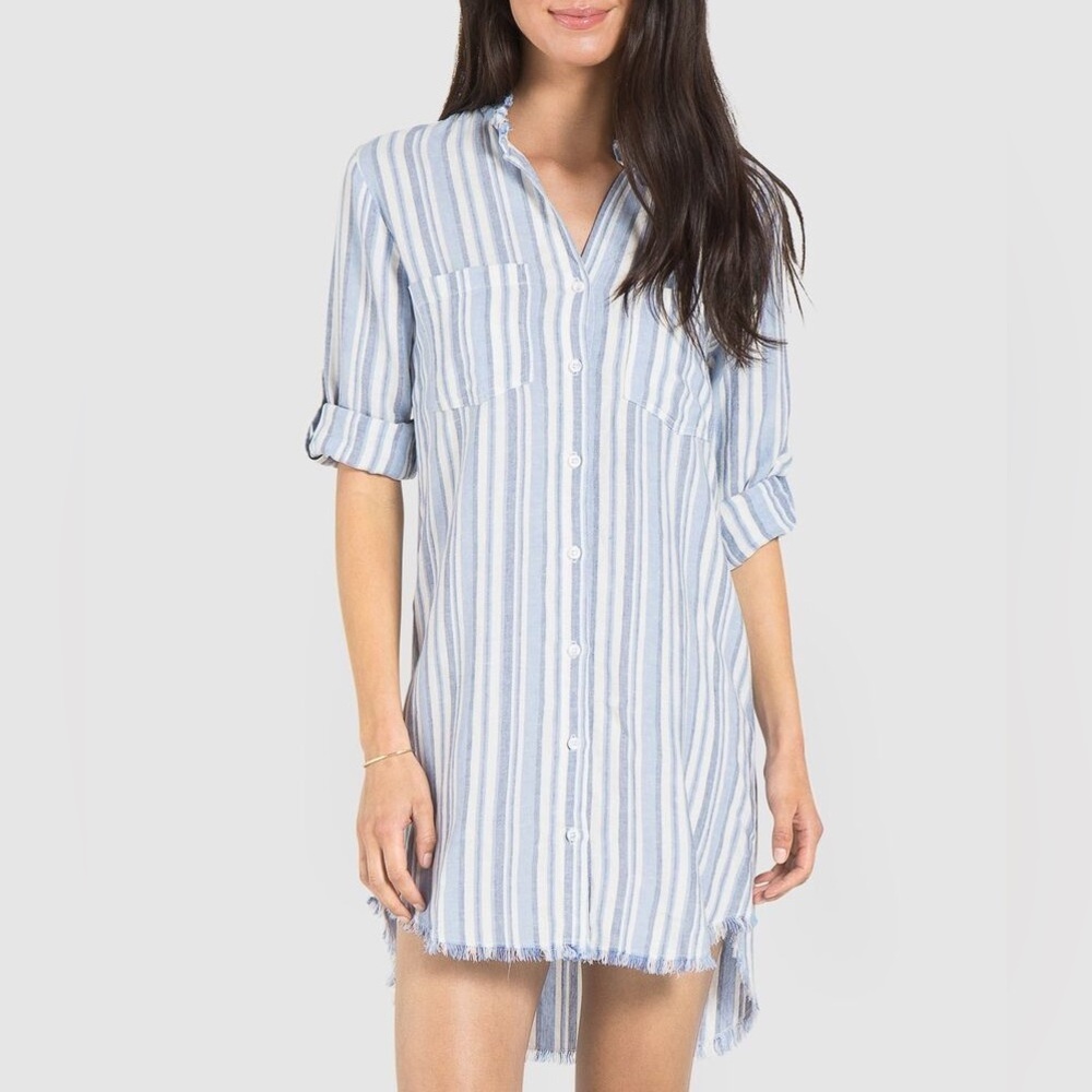 Anthropologie Cloth And Stone Princeton Frayed Hem Mini Shirt Dress